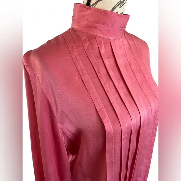 Vintage 100% Silk Jason Prescott Pink Blouse long sleeve button down Large - Picture 5 of 14